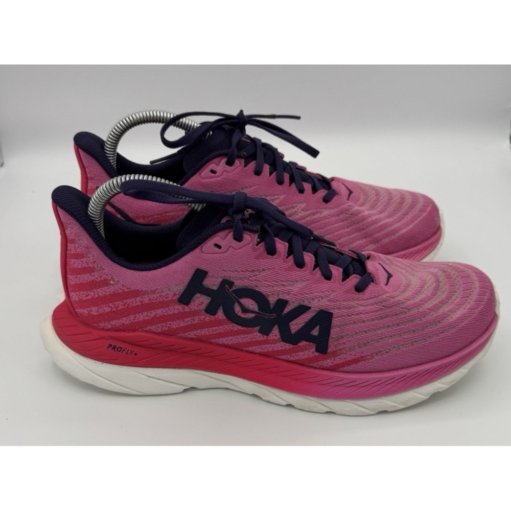 Hoka One One Mach 5 Running Shoes Pink White Blue Women's Size 9.5 B READ